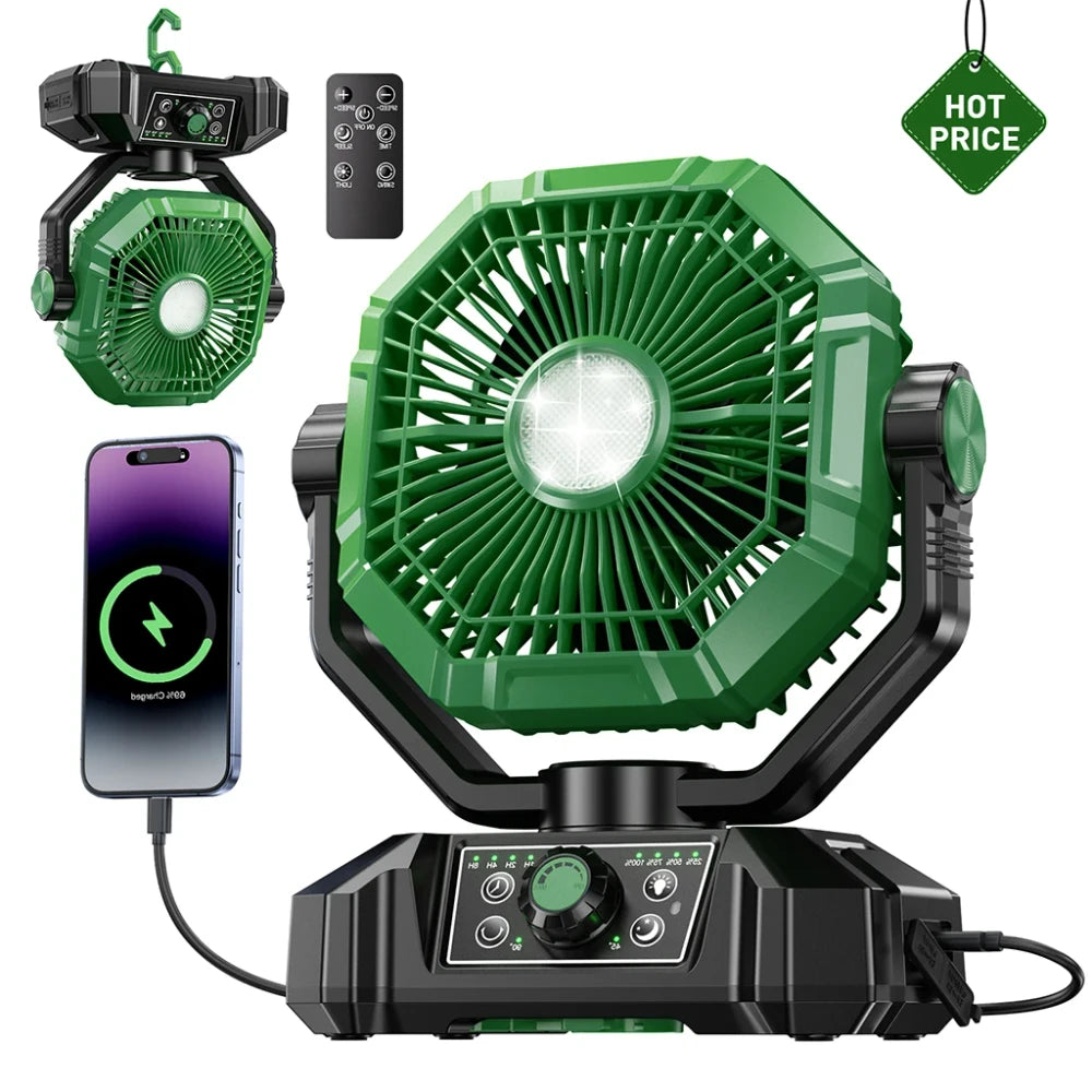 Portable Camping Fan with LED Lantern
