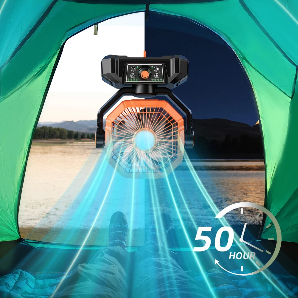 Portable Camping Fan with LED Lantern