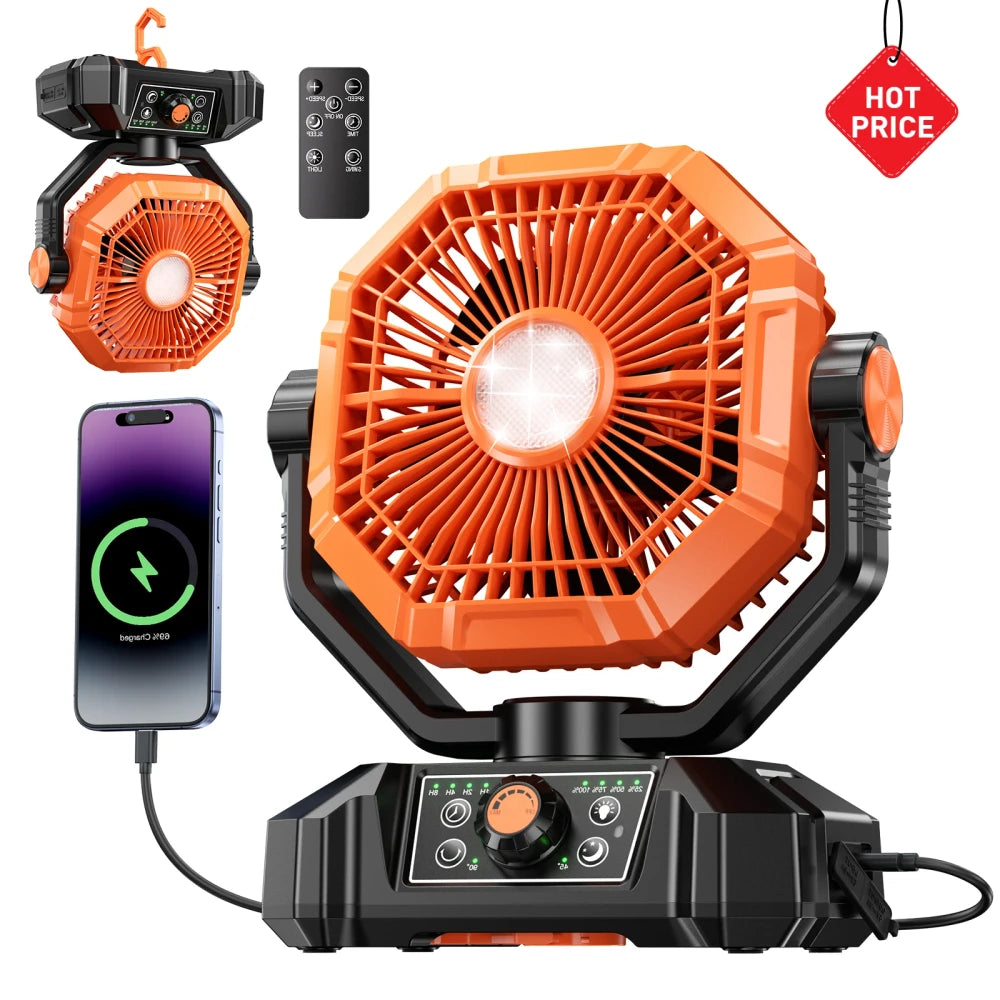 Portable Camping Fan with LED Lantern
