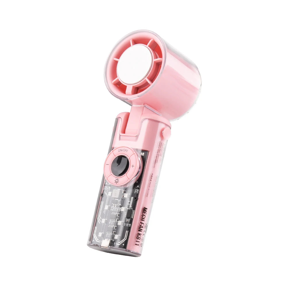 Portable Handheld Cooling Fan Folding Turbos Fan With Atmosphere 100 Speed Digital Display High Wind Ice-colding Summer Outdoor
