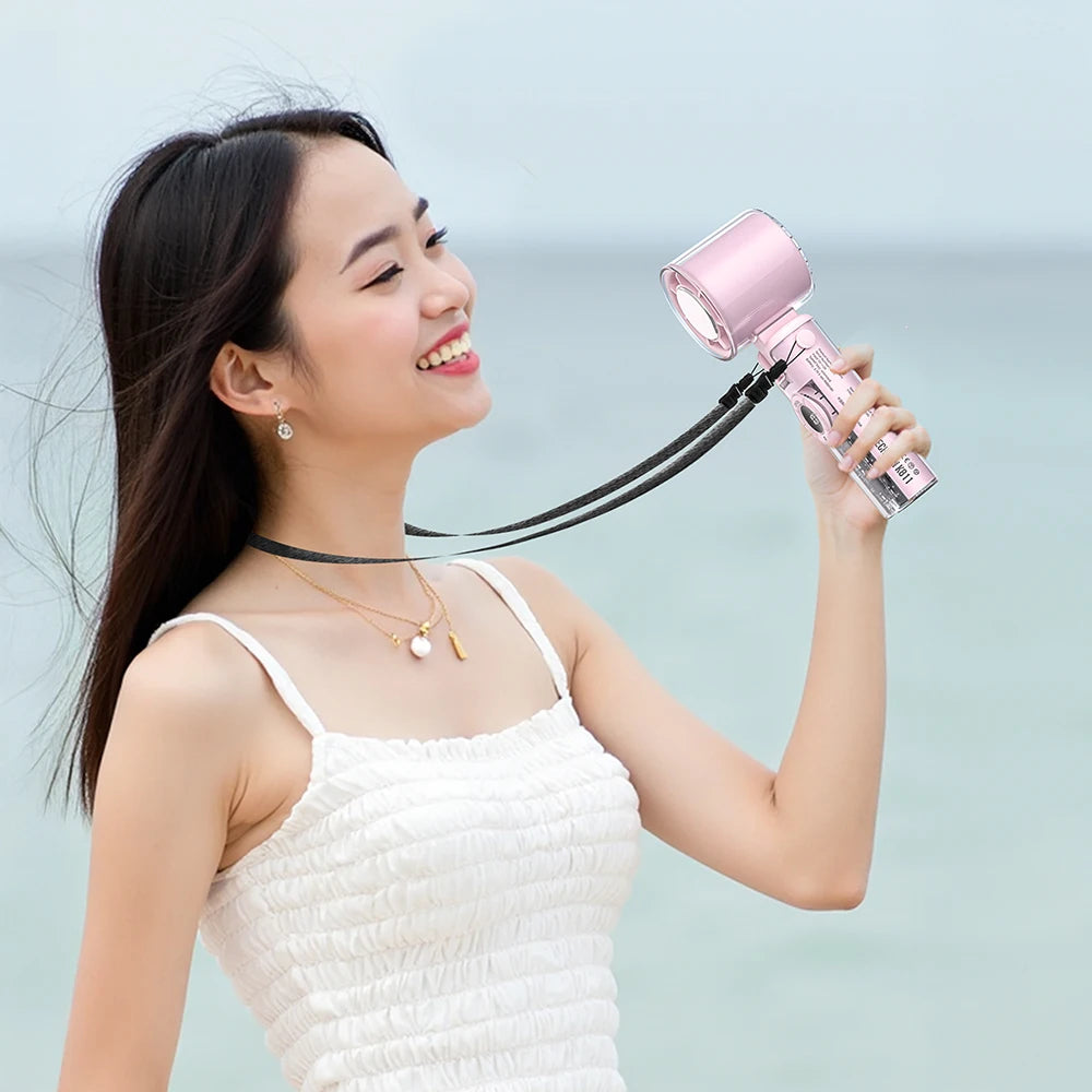 Portable Handheld Cooling Fan Folding Turbos Fan With Atmosphere 100 Speed Digital Display High Wind Ice-colding Summer Outdoor
