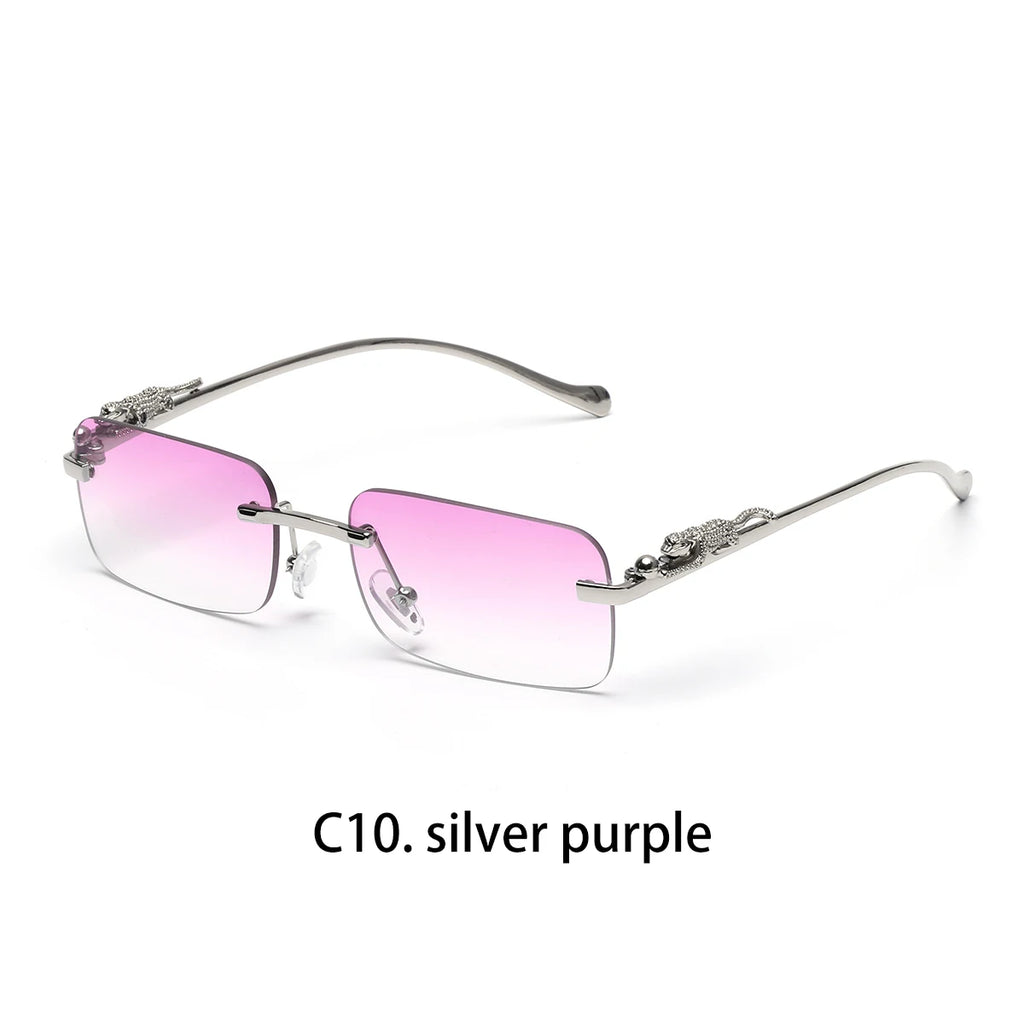 Ruiao rimless sunglasses UV400 fashion square metal glasses for men women designer man's brand sun glasses shades for outdoor
